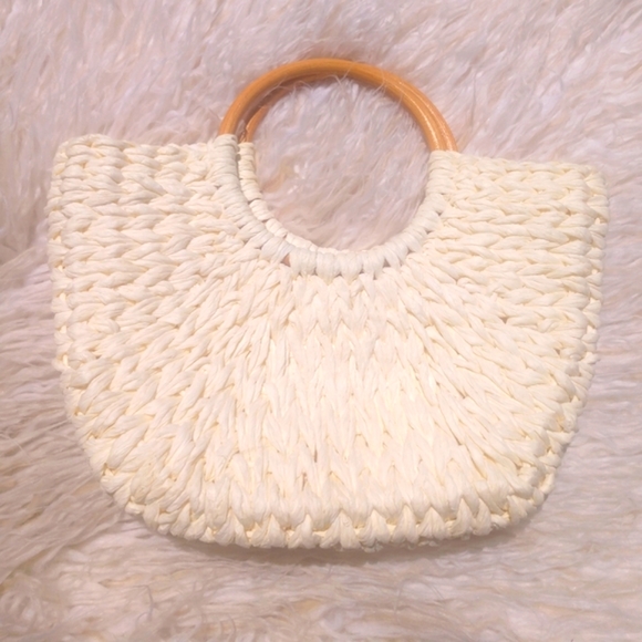 Handbags - Woven cream hand purse